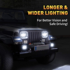 7inch 5X7 jeep led headlight Rectangular 7 hi low truck square 6x7 5x7 led headlight for jeep wrangl DRL:White and yellow