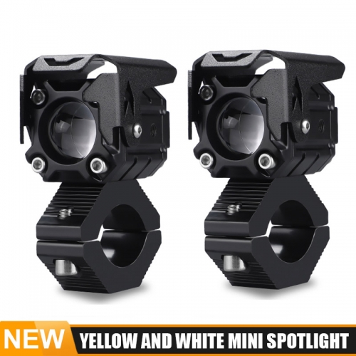 Motorcycle LED Spotlight Headlight Dual colour LED Lens Hi/Low beam Driving Spot Fog Lights External farol auxiliar moto 12V