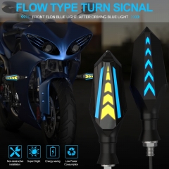 Motorcycle Indicators Double-Sided Flowing Turn Signal LED Lights, Front Rear Turning Indicator Blinker Marker, Daytime Running Lights for Motorbike Scooter Off Road