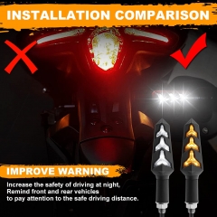 Sequential Turn Signal Motorcycle Blinkers LED Front Rear Flowing Indicators Daytime Running Light Universal Compatible with Harley Honda Kawasaki Suzuki Yamaha