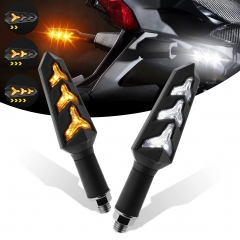 Sequential Turn Signal Motorcycle Blinkers LED Front Rear Flowing Indicators Daytime Running Light Universal Compatible with Harley Honda Kawasaki Suzuki Yamaha