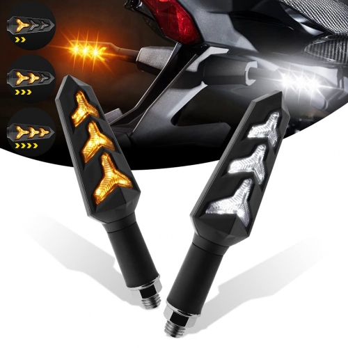 Sequential Turn Signal Motorcycle Blinkers LED Front Rear Flowing Indicators Daytime Running Light Universal Compatible with Harley Honda Kawasaki Suzuki Yamaha