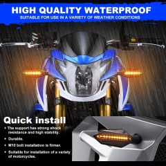 Motorcycle LED Turn Signal Lights,Universal Front Rear Indicator Lights,Dual Colors Amber Flowing and Blue Daytime Running Lights,Waterproof 12V