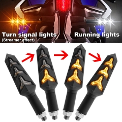 Sequential Turn Signal Motorcycle Blinkers LED Front Rear Flowing Indicators Daytime Running Light Universal Compatible with Harley Honda Kawasaki Suzuki Yamaha