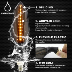 Motorcycle LED Turn Signal Lights,Universal Front Rear Indicator Lights,Dual Colors Amber Flowing and Blue Daytime Running Lights,Waterproof 12V