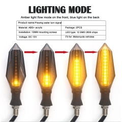 Motorcycle LED Turn Signal Lights,Universal Front Rear Indicator Lights,Dual Colors Amber Flowing and Blue Daytime Running Lights,Waterproof 12V