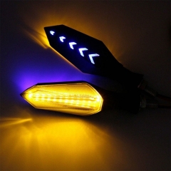 Motorcycle LED Turn Signal Lights,Universal Front Rear Indicator Lights,Dual Colors Amber Flowing and Blue Daytime Running Lights,Waterproof 12V