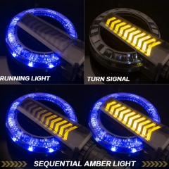 Motorcycle Round Turn Signals Sequential LED Blinkers with Running Lights Compatible with Harley Honda Kawasaki Yamaha Suzuki Off-road
