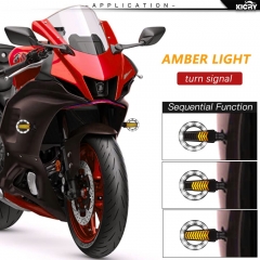 Motorcycle Round Turn Signals Sequential LED Blinkers with Running Lights Compatible with Harley Honda Kawasaki Yamaha Suzuki Off-road