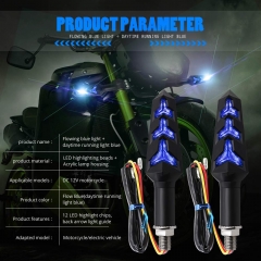 Motorcycle Turn Signal LED Lights 12 LEDs Blue Flowing Indicators Amber Daytime Running Lights Waterproof 12V for Motorcycle Motorbike Off-Road Vehicle