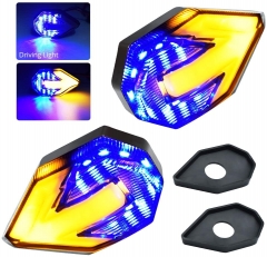 Motorcycle Turn Signal LED Lights 21 SMD LEDs Arrow Amber Bilnker & Blue DRL Brake LED Indicator Waterproof for Yamaha Suzuki Kawasaki Motorbike
