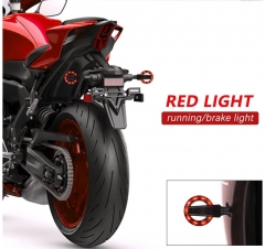 Motorcycle Round Turn Signals Sequential LED Blinkers with Running Lights Compatible with Harley Honda Kawasaki Yamaha Suzuki Off-road