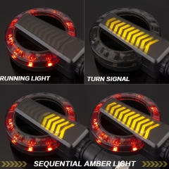 Motorcycle Round Turn Signals Sequential LED Blinkers with Running Lights Compatible with Harley Honda Kawasaki Yamaha Suzuki Off-road