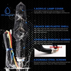 Motorcycle Turn Signal LED Lights 12 LEDs Blue Flowing Indicators Amber Daytime Running Lights Waterproof 12V for Motorcycle Motorbike Off-Road Vehicle