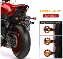 Motorcycle Round Turn Signals Sequential LED Blinkers with Running Lights Compatible with Harley Honda Kawasaki Yamaha Suzuki Off-road