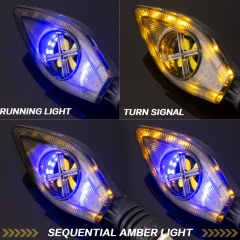 Sequential Turn Signal Motorcycle Blinkers LED Front Rear Flowing Indicators Daytime Running Light Universal Compatible with Harley Honda Kawasaki Suzuki Yamaha