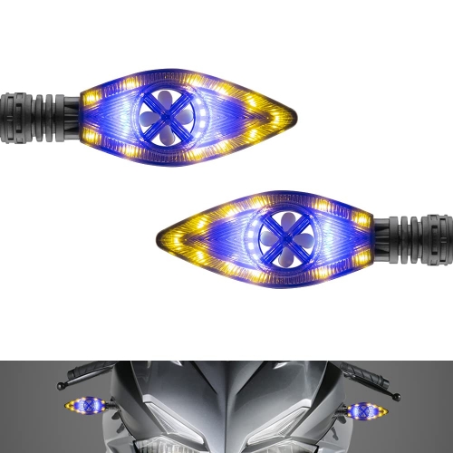 Sequential Turn Signal Motorcycle Blinkers LED Front Rear Flowing Indicators Daytime Running Light Universal Compatible with Harley Honda Kawasaki Suzuki Yamaha