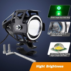 Motorcycle Headlight Cree U7 LED Fog Lights Spotlight Daytime Running Lights with Red Angel Eyes Halo Ring and ON/Off Toggle Switch