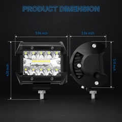 4 Inch LED Light Bar Pods 4PCS 120W 12000LM Boat Light Spot Flood LED Driving Fog Light Off Road Lights Bars LED Work Light for Truck Pickup Van Camper SUV ATV