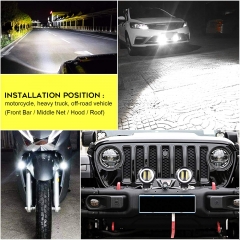 2PCS 3 Inch 40W Fog Light White 6000K 10-80V DC 8000LM Waterproof Round LED Angel Eye Light Strip Off-Road Vehicle Marine Work Light Motorcycle Light Jeep ATV UTV SUV Boat Marine 4X4
