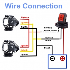 Motorcycle Lights Halo Ring Fog Headlights, Hi/Low Beam/Strobe/Blue Ring Modes U7 LED Driving Light Spotlight DRL Auxiliary Driving Lights With Switch