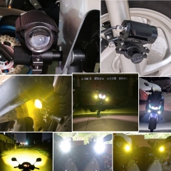 Motorcycle LED Driving Lights 12000LM Tri-Color Mini Fog Lights 60W 6000K Super Bright Amber White Aux Spotlight for Motorcycle Yacht