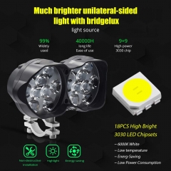 Motorcycle Driving Lights 3000LM Super Bright 18SMD Chips Sport Lights Waterproof for Cars ATV Bike Yamaha UTV Truck Boat DC9-85V,Xenon White