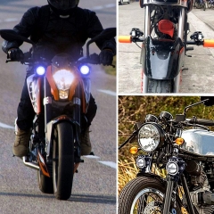 Motorcycle Lights Halo Ring Fog Headlights, Hi/Low Beam/Strobe/Blue Ring Modes U7 LED Driving Light Spotlight DRL Auxiliary Driving Lights With Switch