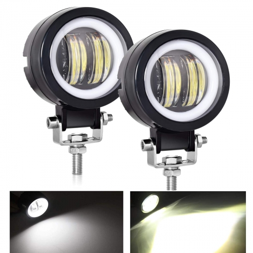 2PCS 3 Inch 40W Fog Light White 6000K 10-80V DC 8000LM Waterproof Round LED Angel Eye Light Strip Off-Road Vehicle Marine Work Light Motorcycle Light Jeep ATV UTV SUV Boat Marine 4X4