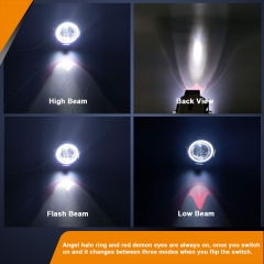 Motorcycle Lights Halo Ring Fog Spotlight Daytime Running Lights, White Hi/Low Beam/Strobe Modes U7 LED Front Headlight DRL Auxiliary Driving Lights With Switch