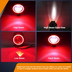Motorcycle Headlight Led U7 DRL Fog Driving Running Light with Angel Eyes Lights Ring Front Spotlight Strobe Flashing Blue Light and Switch