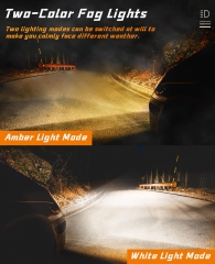 Motorcycle LED Driving Fog Lights 60W Amber and White Projector Lights 1.3