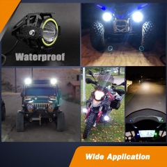 Motorcycle Lights Halo Ring Fog Spotlight Daytime Running Lights, White Hi/Low Beam/Strobe Modes U7 LED Front Headlight DRL Auxiliary Driving Lights With Switch