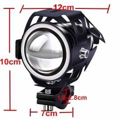 Motorcycle Lights Halo Ring Fog Headlights, Hi/Low Beam/Strobe/Blue Ring Modes U7 LED Driving Light Spotlight DRL Auxiliary Driving Lights With Switch