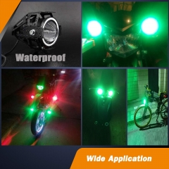 Motorcycle Headlight Cree U7 LED Fog Lights Spotlight Daytime Running Lights with Red Angel Eyes Halo Ring and ON/Off Toggle Switch