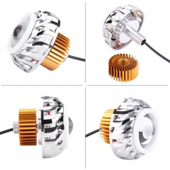 Motorcycle High/Low Beam LED Projector Lens Dual Angel Devil Eye Head Lamp Cyclone Type