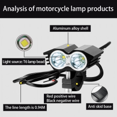 Mini size 6000k White Motorcycle Headlight Spot 20W XM-L T6 LED chips Work Light Offroad Driving Fog Lamp with Switch