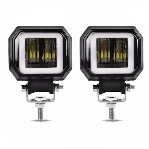 3 inch 6500K 40W White Fog Light 10-80V DC Waterproof Square LED White Angel Eye Light Strip Off-Road Vehicle Boat Led Work Light Motorcycle Light Jeep ATV UTV SUV Boat Marine 4X4