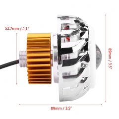 Motorcycle High/Low Beam LED Projector Lens Dual Angel Devil Eye Head Lamp Cyclone Type