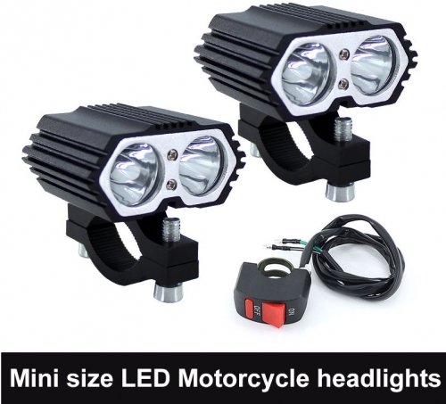 Mini size 6000k White Motorcycle Headlight Spot 20W XM-L T6 LED chips Work Light Offroad Driving Fog Lamp with Switch