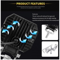 3 inch 6500K 40W White Fog Light 10-80V DC Waterproof Square LED White Angel Eye Light Strip Off-Road Vehicle Boat Led Work Light Motorcycle Light Jeep ATV UTV SUV Boat Marine 4X4