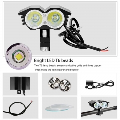 Mini size 6000k White Motorcycle Headlight Spot 20W XM-L T6 LED chips Work Light Offroad Driving Fog Lamp with Switch