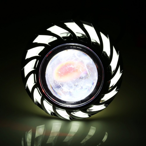 Motorcycle High/Low Beam LED Projector Lens Dual Angel Devil Eye Head Lamp Cyclone Type