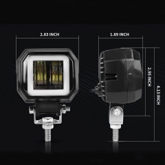 3 inch 6500K 40W White Fog Light 10-80V DC Waterproof Square LED White Angel Eye Light Strip Off-Road Vehicle Boat Led Work Light Motorcycle Light Jeep ATV UTV SUV Boat Marine 4X4