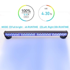 24” Blue Wireless Traffic Advisor Emergency Lights Bar Battery Led Strobe Warning Light Roof Top Hazard Flash with Magnetic Base Mount and 12V Rechargeable Plug