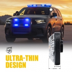 Blue LED Emergency Strobe Lights Kit, Surface Flush Mount Grill Grille Hazard Warning Safty Flashing Police Light for Volunteer Vehicles Off-Road Trucks Cars SUV ATV UTV Motorcycle