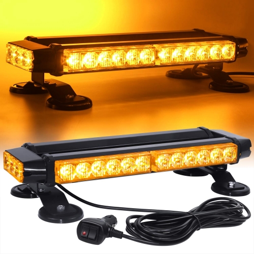 LED Strobe Flashing Light Bar -Double Side Amber 30 LED High Intensity Emergency Hazard Warning Lighting Bar/Beacon/with Magnetic and 16 ft Straight Cord for Car Trailer Roof Safety