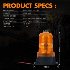 30 LED Amber Forklift Beacon Strobe Light Safety Warning Flashing Lights for 10-110V Mower, ATV, Trucks, Tractor, Golf Carts, UTV, Cars, Bus