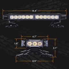 LED Strobe Flashing Light Bar -Double Side Amber 30 LED High Intensity Emergency Hazard Warning Lighting Bar/Beacon/with Magnetic and 16 ft Straight Cord for Car Trailer Roof Safety