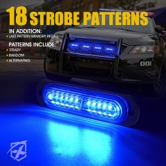 Blue LED Emergency Strobe Lights Kit, Surface Flush Mount Grill Grille Hazard Warning Safty Flashing Police Light for Volunteer Vehicles Off-Road Trucks Cars SUV ATV UTV Motorcycle